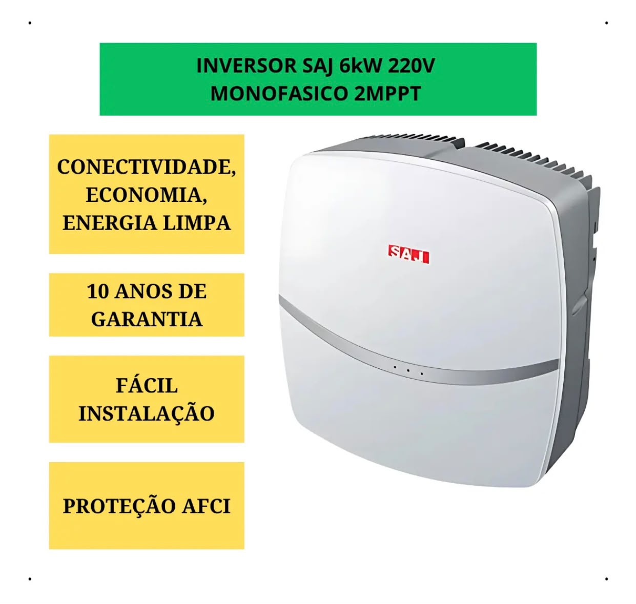 INVERSOR SAJ MONOFASICO 6K-R5 ON-GRID 220V 2MPPT - Imagem 2