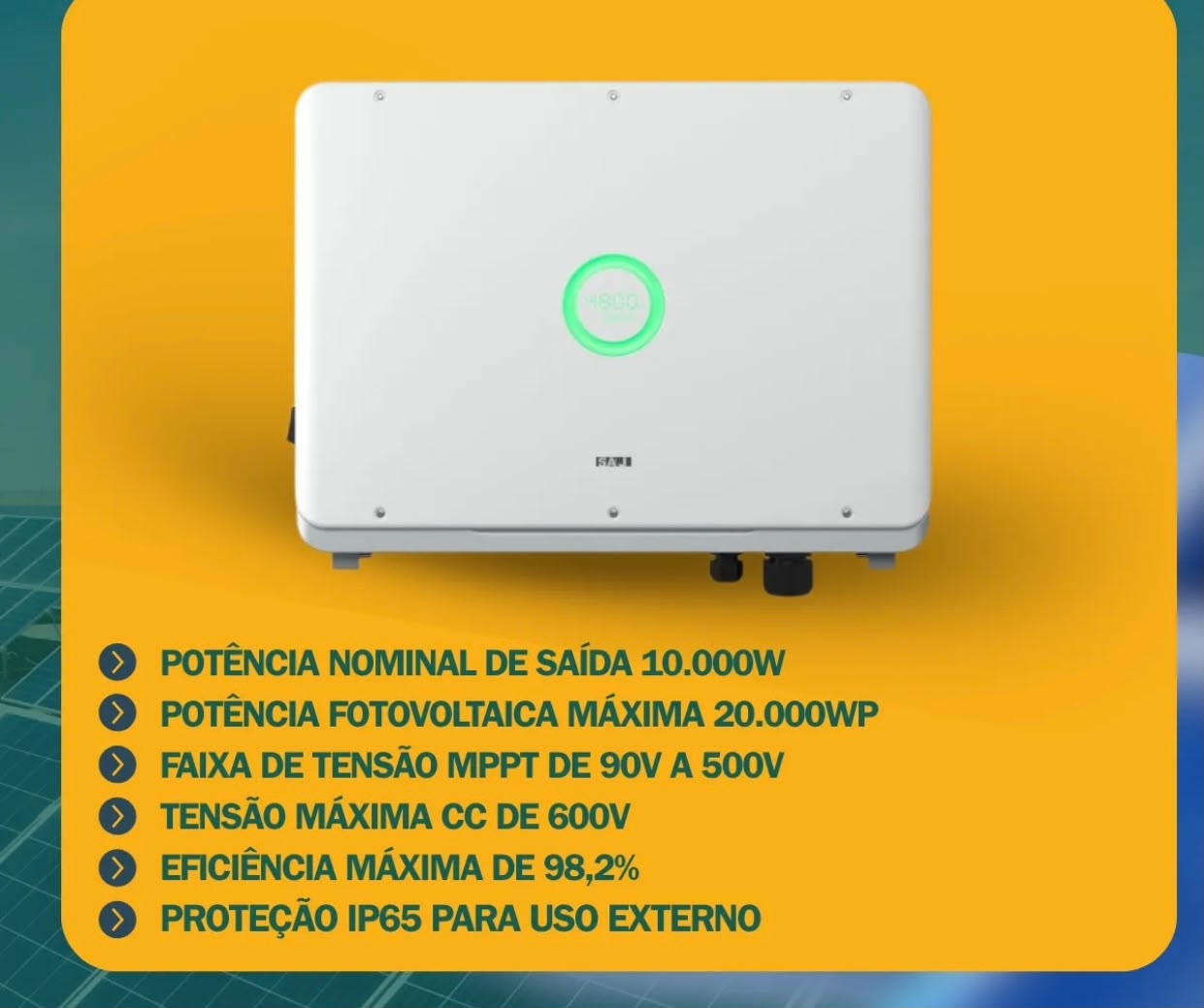 INVERSOR SAJ AFCI MONO 10KW-R6 220V 3MPPT - Imagem 3